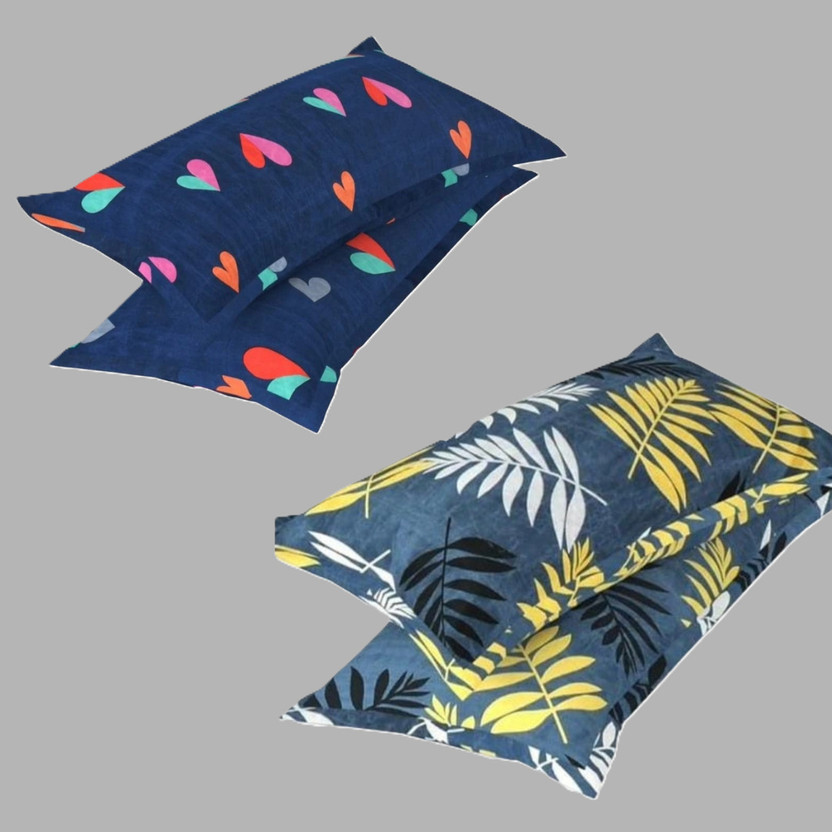 SPREI Cotton Pillows Cover(43.18 cm*68.58 cm, Pack of 4, Green, Dark Blue)