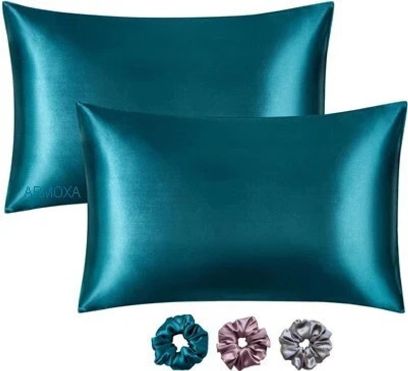 ARMOXA Satin Pillows Cover(18 cm*28 cm, Pack of 2, Light Green)