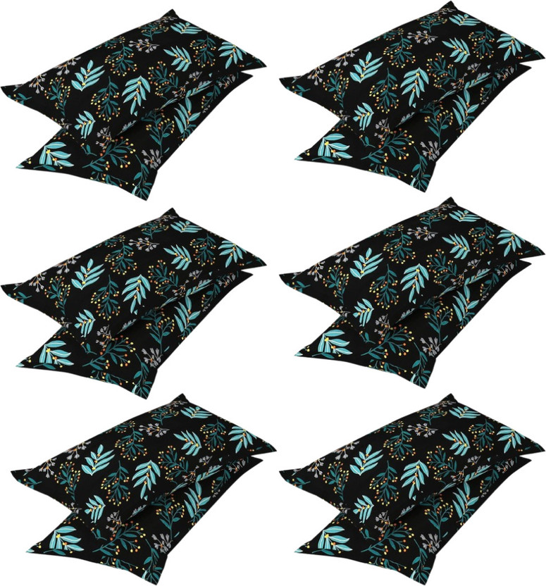 P.Rtrend Cotton Pillows Cover(43 cm*69 cm, Pack of 12, Black)