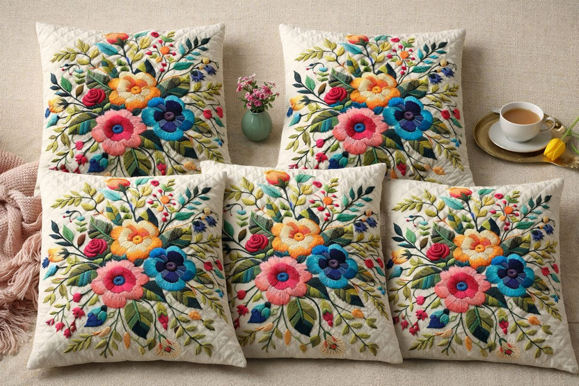 AKANSHA Linen Cushions Cover(16 cm*16 cm, Pack of 5, Multicolor)