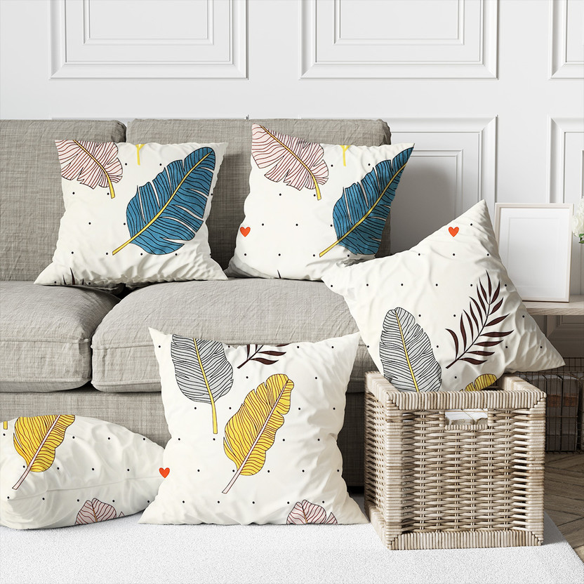 Chipkali Cotton Cushions Cover(40 cm*40 cm, Pack of 5, Cream)