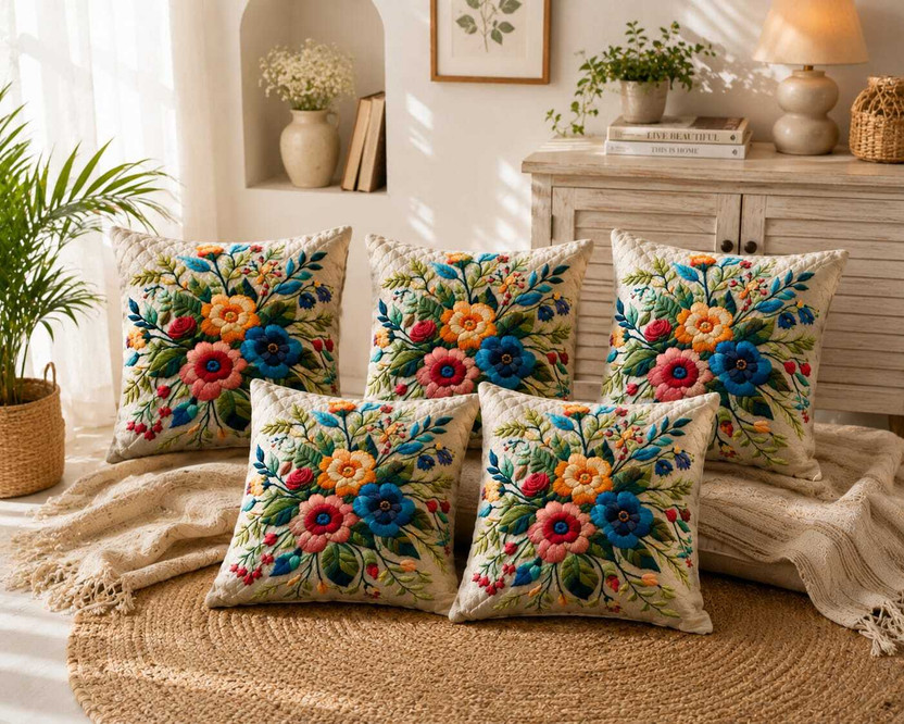 AKANSHA AKANSHA Linen Cushions Cover(16 cm*16 cm, Pack of 5, Multicolor) - Flipkart Deal