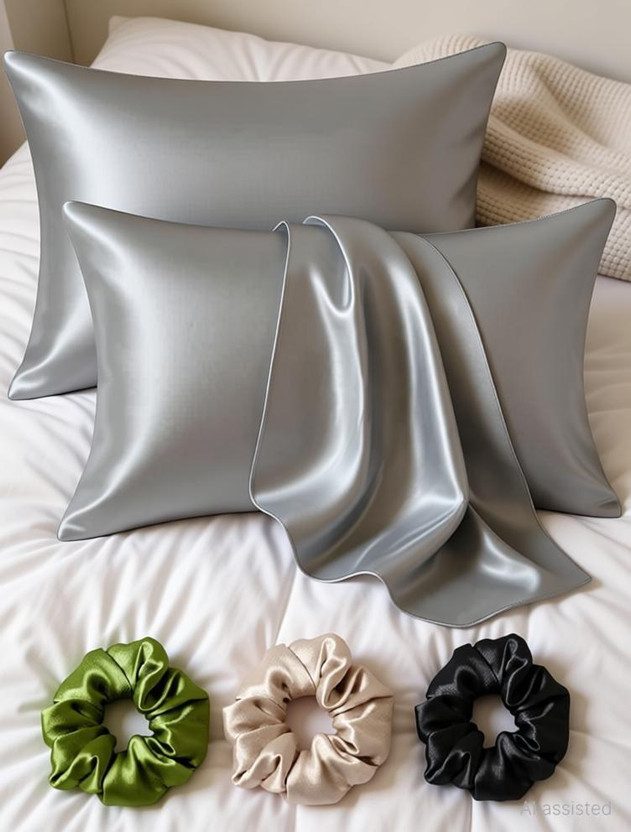 ARMOXA Satin Pillows Cover(45 cm*72 cm, Pack of 2, Grey)