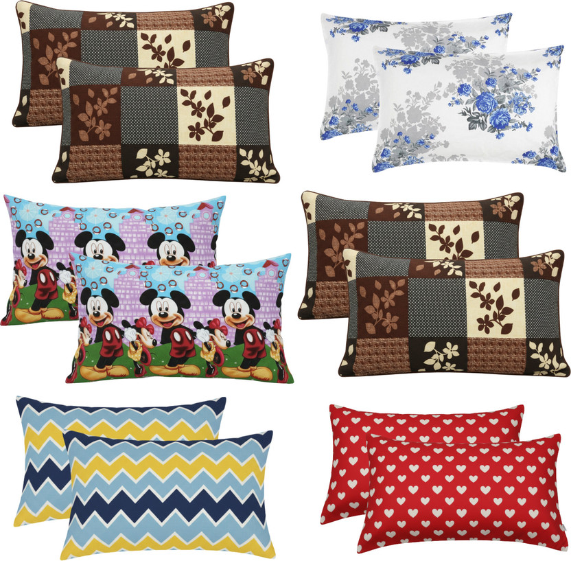MSKtrend Cotton Pillows Cover(68.58 cm*43.18 cm, Pack of 12, Brown, Blue, Multicolor, Red)