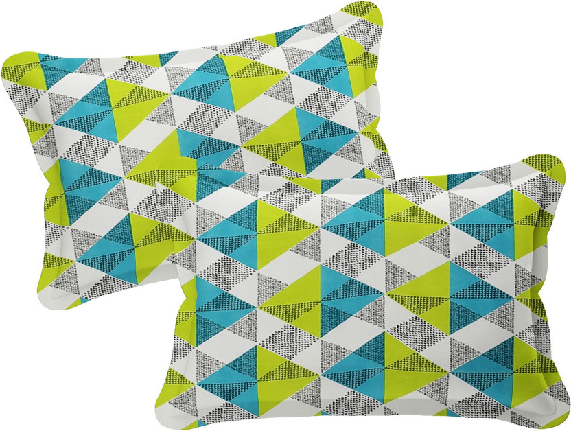 Décor Home Cotton Pillows Cover(41 cm*66 cm, Pack of 2, Green)