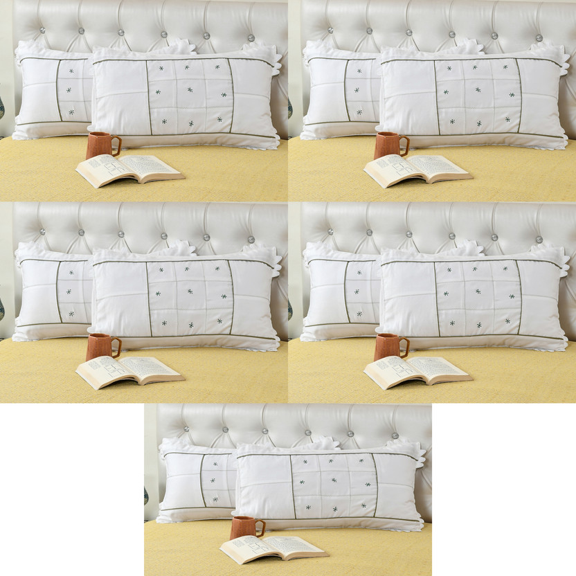 LoomJungle LoomJungle Cotton Pillows Cover(46 cm*70 cm, Pack of 10, Dark Green, White) - Flipkart Deal