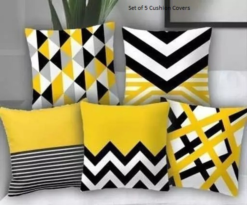 Crosmo Jute Cushions Cover(40 cm*40 cm, Pack of 5, Yellow)