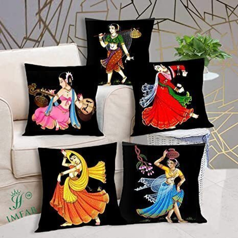 Crosmo Jute Cushions Cover(40 cm*40 cm, Pack of 5, Black)