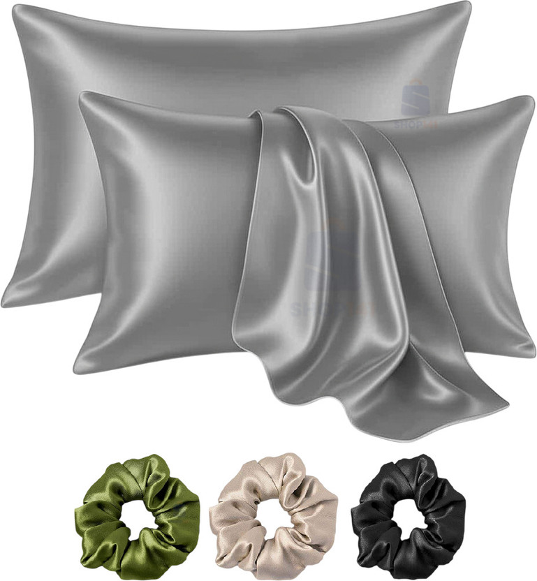 Shop141 Shop141 Satin, Silk Pillows Cover(72 cm*45 cm, Pack of 2, Grey) - Flipkart Deal