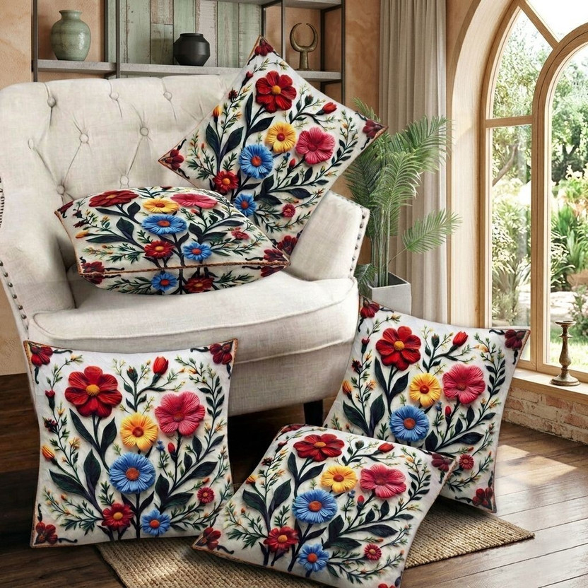 COVERSIFY Velvet Cushions Cover(41 cm*41 cm, Pack of 5, Multicolor)