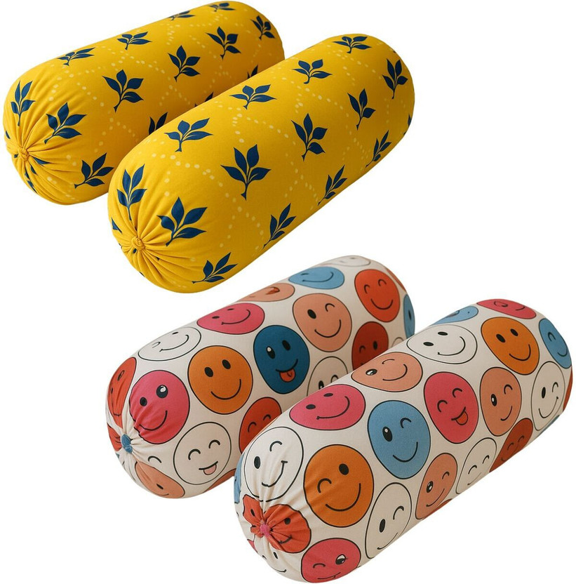 MSKtrend Cotton Bolsters Cover(81.28 cm*40.64 cm, Pack of 4, Multicolor, Yellow)