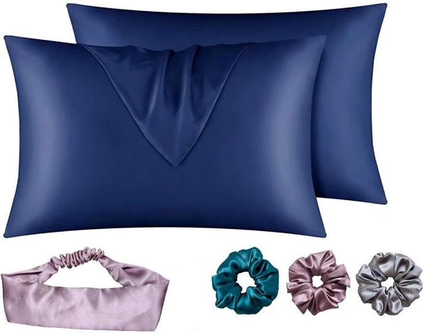 ARMOXA Satin Cushions & Pillows Cover(45.72 cm*71.12 cm, Pack of 2, Blue)