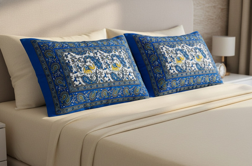 SARVOCH Cotton Pillows Cover(44 cm*66 cm, Pack of 2, Blue)
