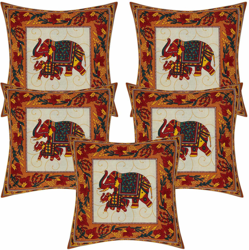 SkyKross Cotton Cushions Cover(41 cm*41 cm, Pack of 5, Yellow)