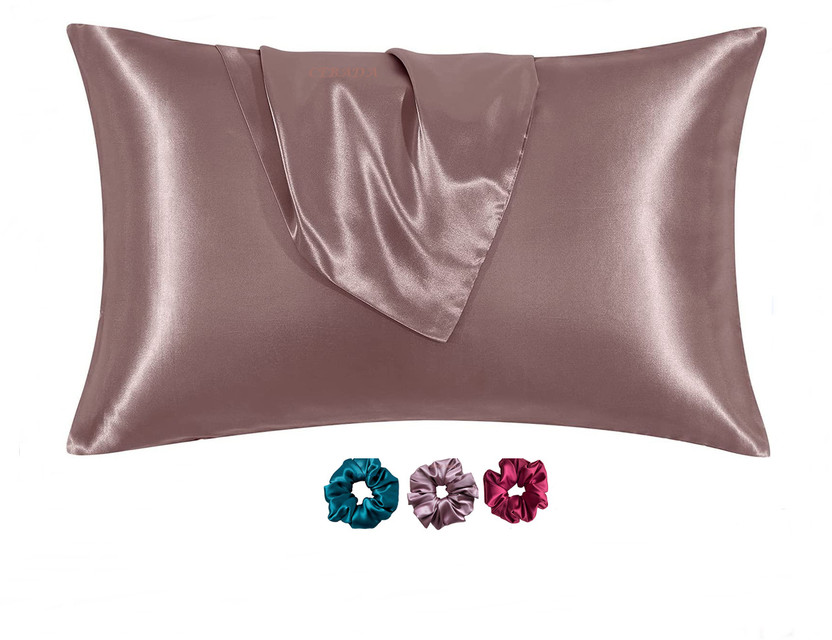 CEBADA Satin Pillows Cover(18 cm*28 cm, Pack of 2, Ivory)