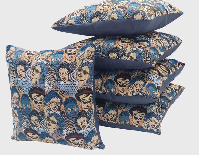 Real Desi Chenille Cushions Cover(40 cm*40 cm, Pack of 2, Multicolor, Blue)