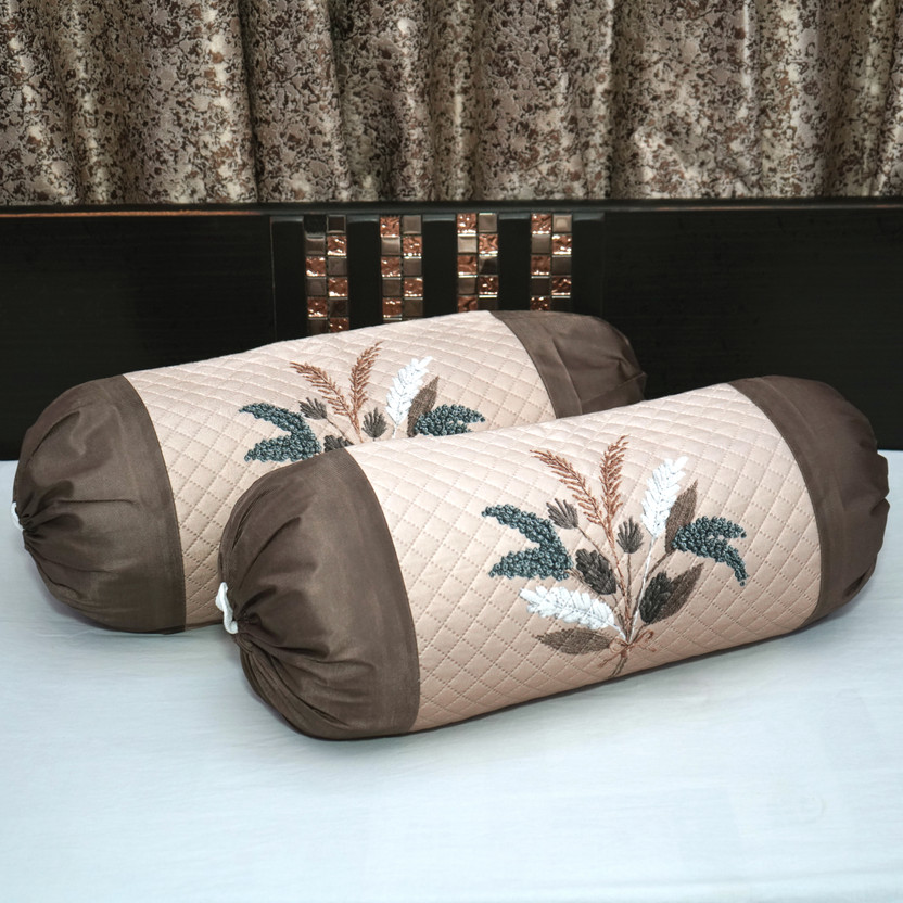 AstralAura Velvet Bolsters Cover(38 cm*76.2 cm, Pack of 2, Grey)