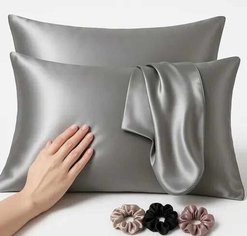 ARMOXA Satin Cushions & Pillows Cover(46 cm*72 cm, Pack of 2, Grey)