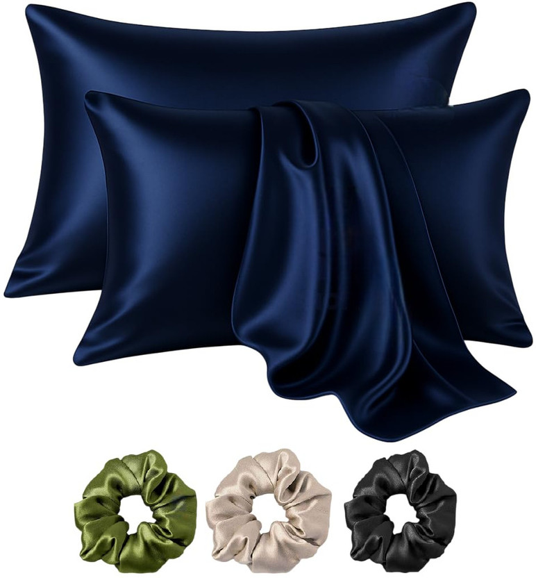 ARMOXA Satin Pillows Cover(45 cm*72 cm, Pack of 2, Blue)