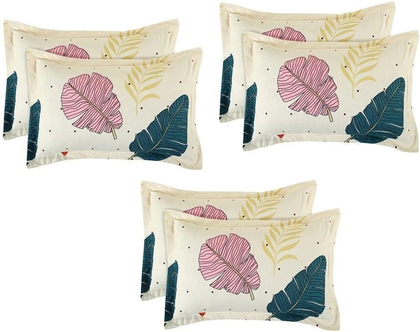 BLUEDOT Cotton Pillows Cover(43 cm*68 cm, Pack of 6, Cream)