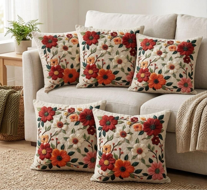 iLiv Velvet Cushions Cover(40 cm*40 cm, Pack of 5, Multicolor)