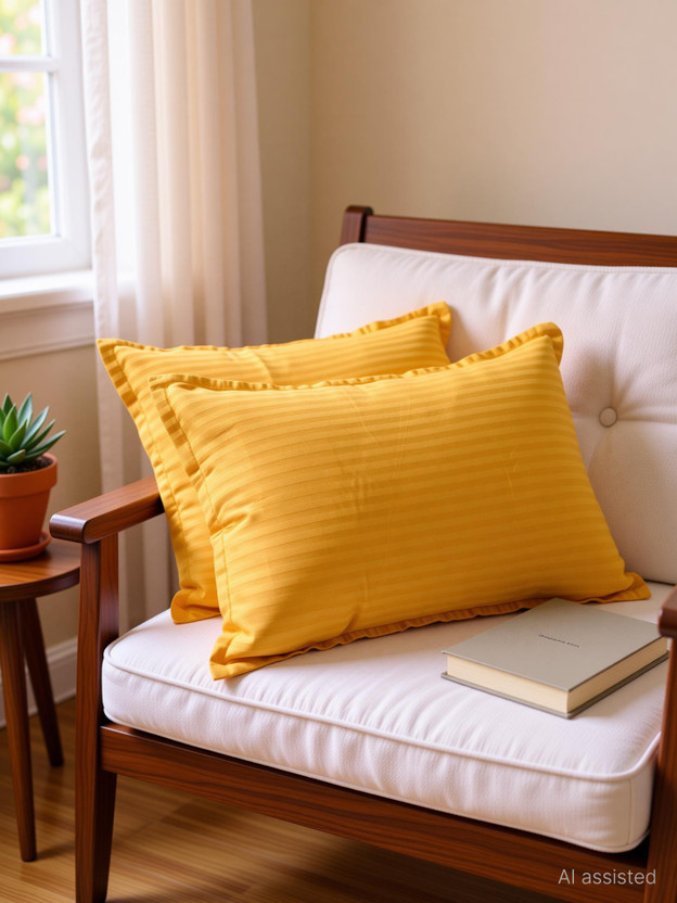 Sparklings Cotton Pillows Cover(46 cm*69 cm, Pack of 2, Yellow)