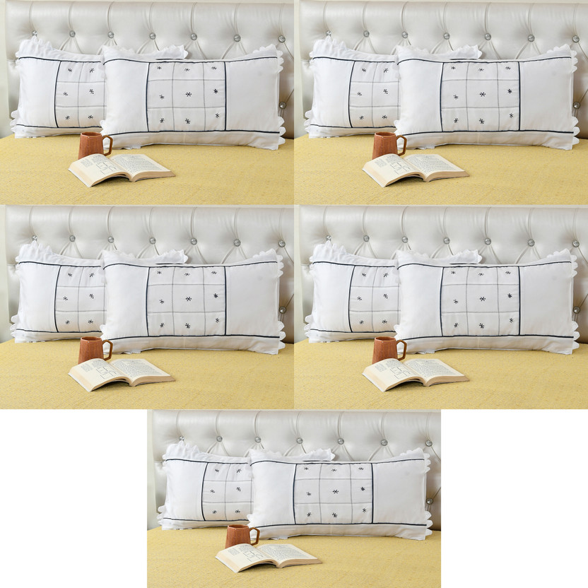 LoomJungle Cotton Pillows Cover(46 cm*70 cm, Pack of 10, Blue, White)