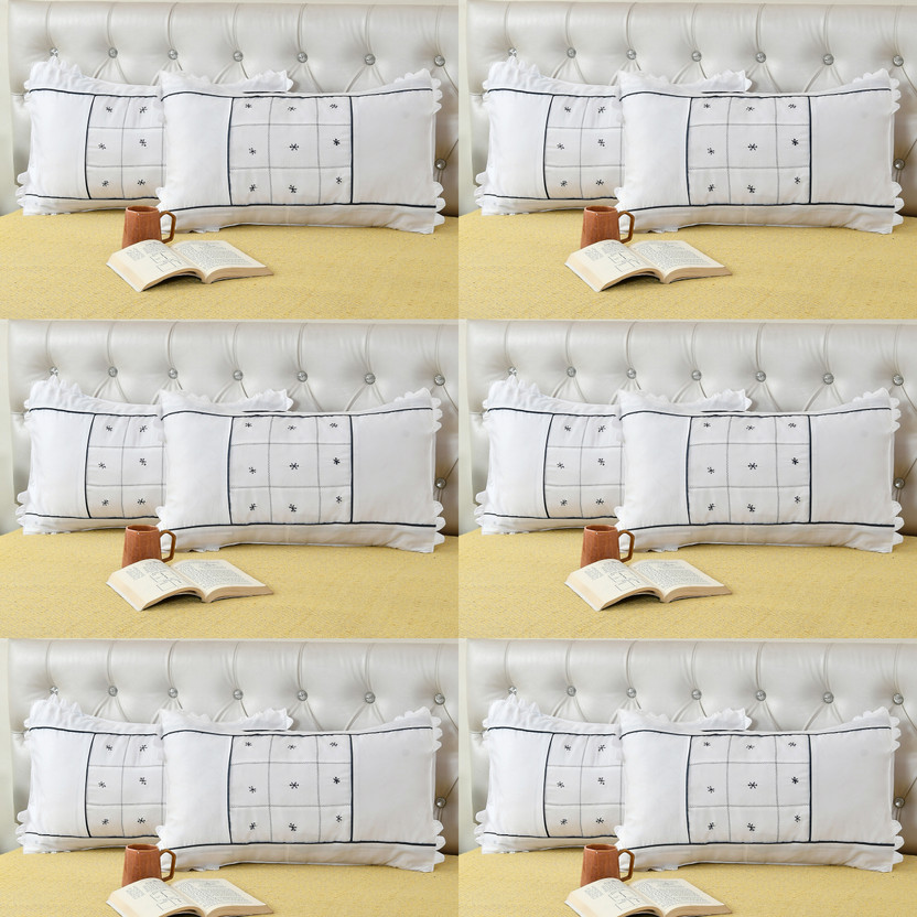 LoomJungle Cotton Pillows Cover(46 cm*70 cm, Pack of 12, Blue, White)