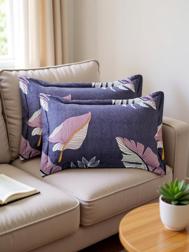 MSKtrend Cotton Pillows Cover(43 cm*68 cm, Pack of 4, Purple)