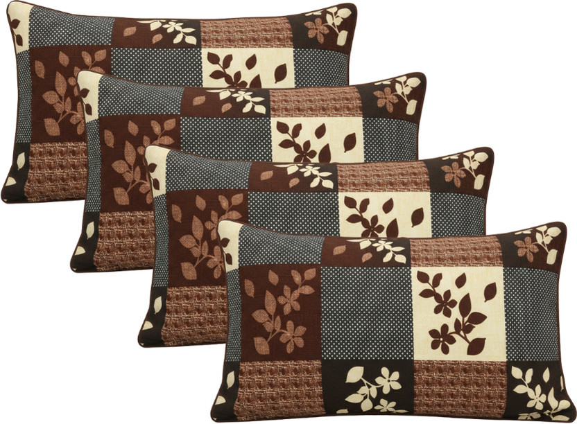 MSKtrend Cotton Pillows Cover(68.58 cm*43.18 cm, Pack of 4, Brown)