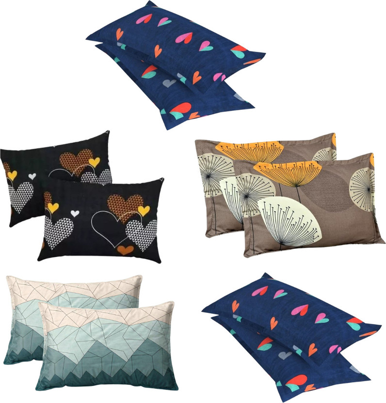 loomex Cotton Pillows Cover(43.18 cm*68.58 cm, Pack of 10, Blue, Black, Brown, Multicolor)