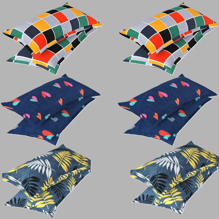 MSKtrend Cotton Pillows Cover(43 cm*69 cm, Pack of 12, Multicolor, Dark Blue, Green)