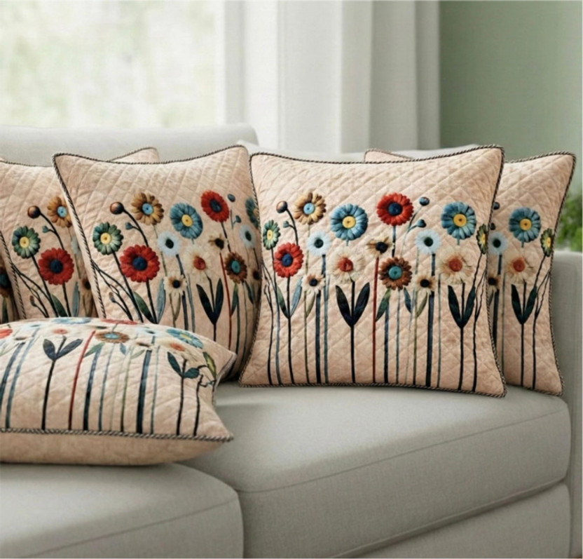 Crosmo Blended Cushions Cover(40 cm*40 cm, Pack of 5, Multicolor)