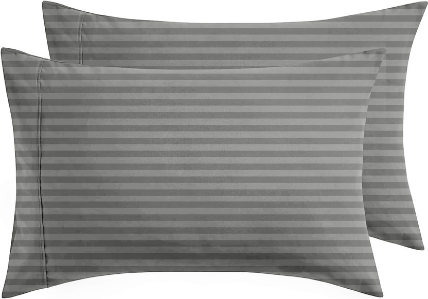 BSB HOME Cotton Pillows Cover(68 cm*43 cm, Pack of 2, Silver)