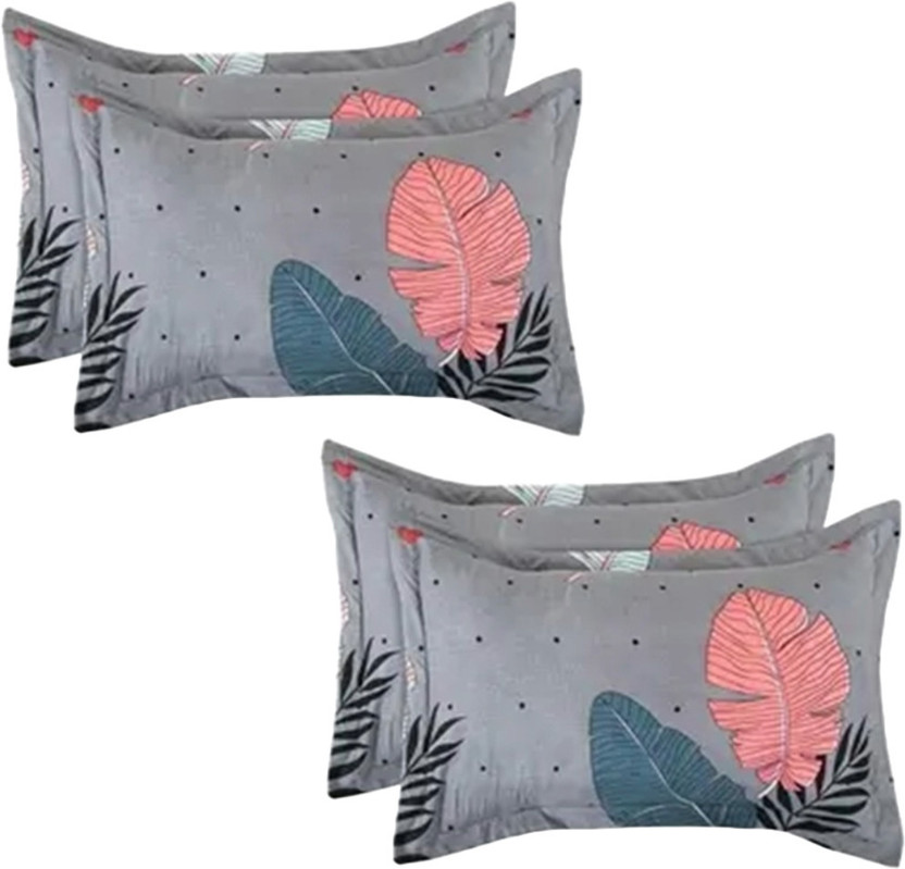 MSKtrend Cotton Pillows Cover(43 cm*68 cm, Pack of 4, Grey)