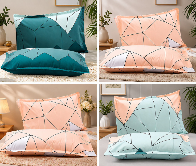 Amrange Cotton Pillows Cover(44 cm*69 cm, Pack of 8, Green, Beige)