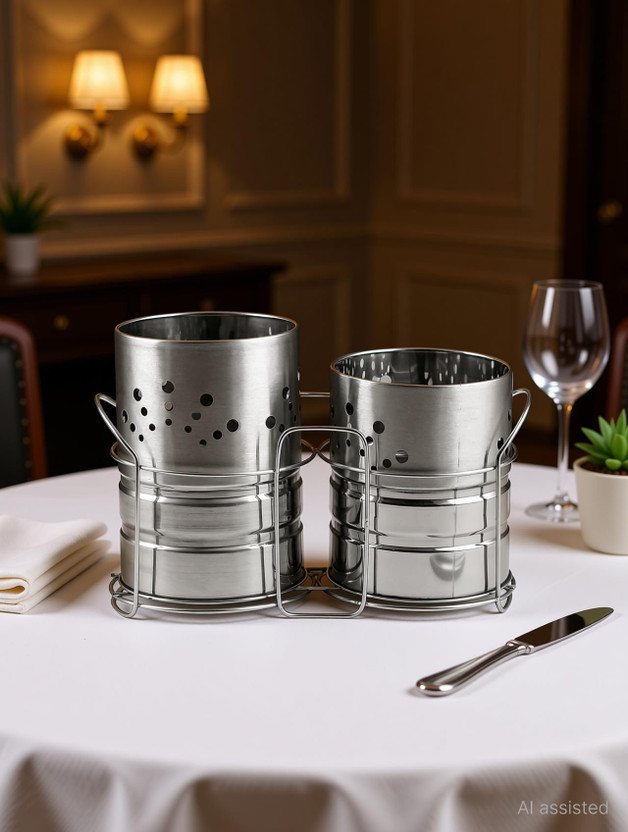 frogtail Empty Cutlery Holder Case(Silver  Holds 30 Pieces)