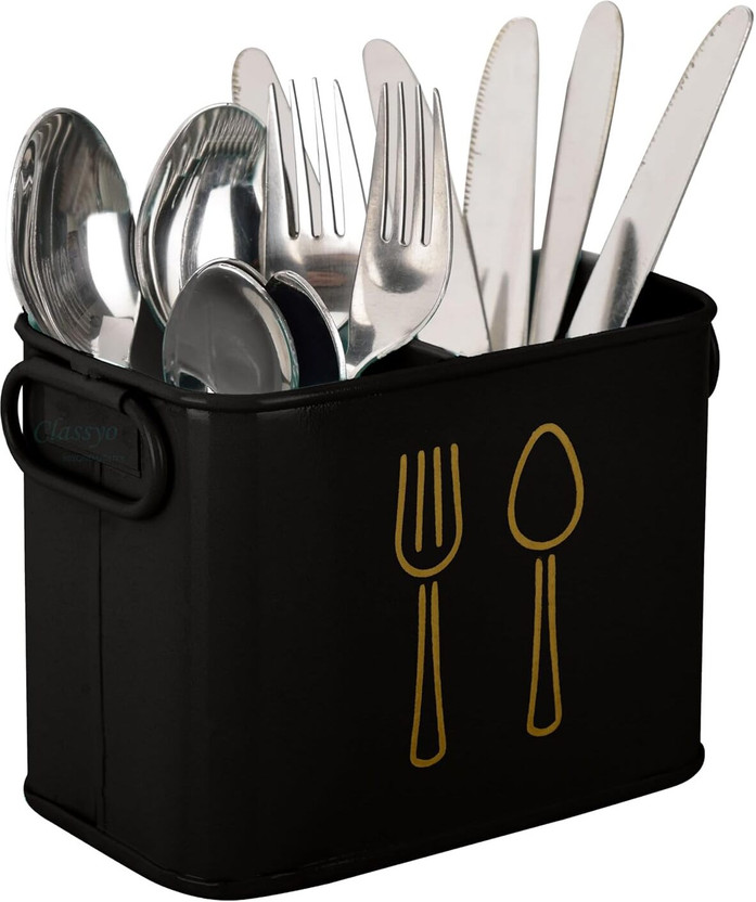 frogtail Empty Cutlery Holder Case(Black  Holds 30 Pieces)