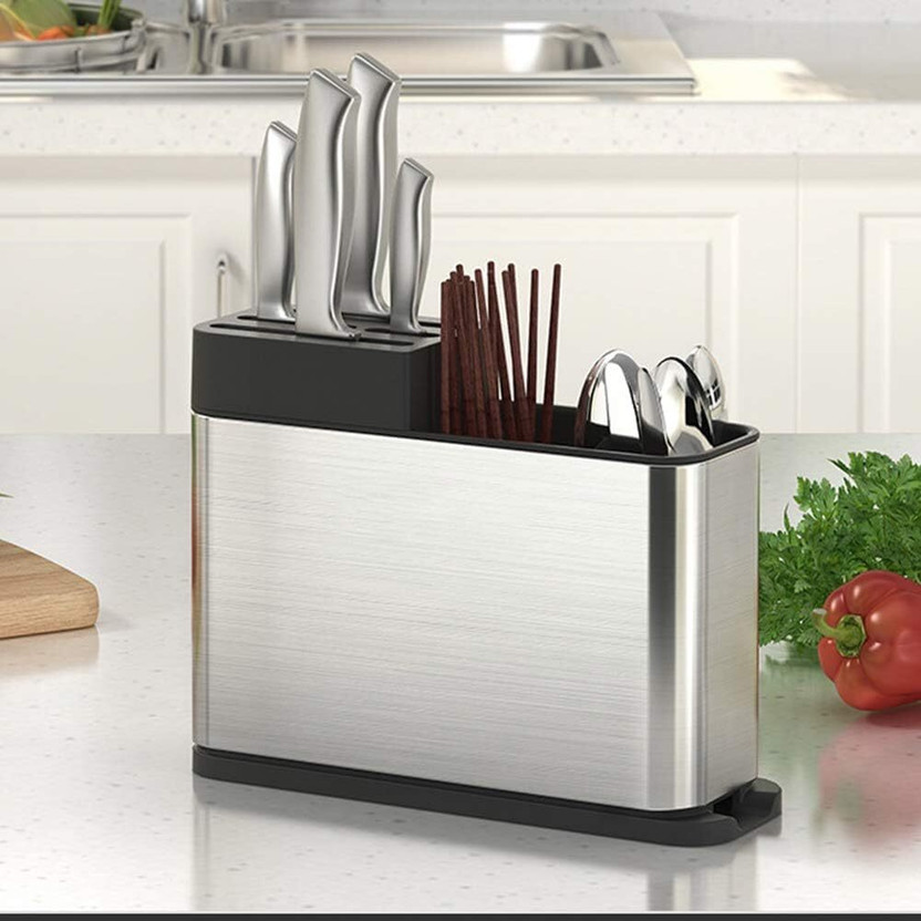 Greyoe Stainless Steel 3-Compartment Knife & Cutlery Holder with Drainage Stainless Steel Cutlery Set(Pack of 1)