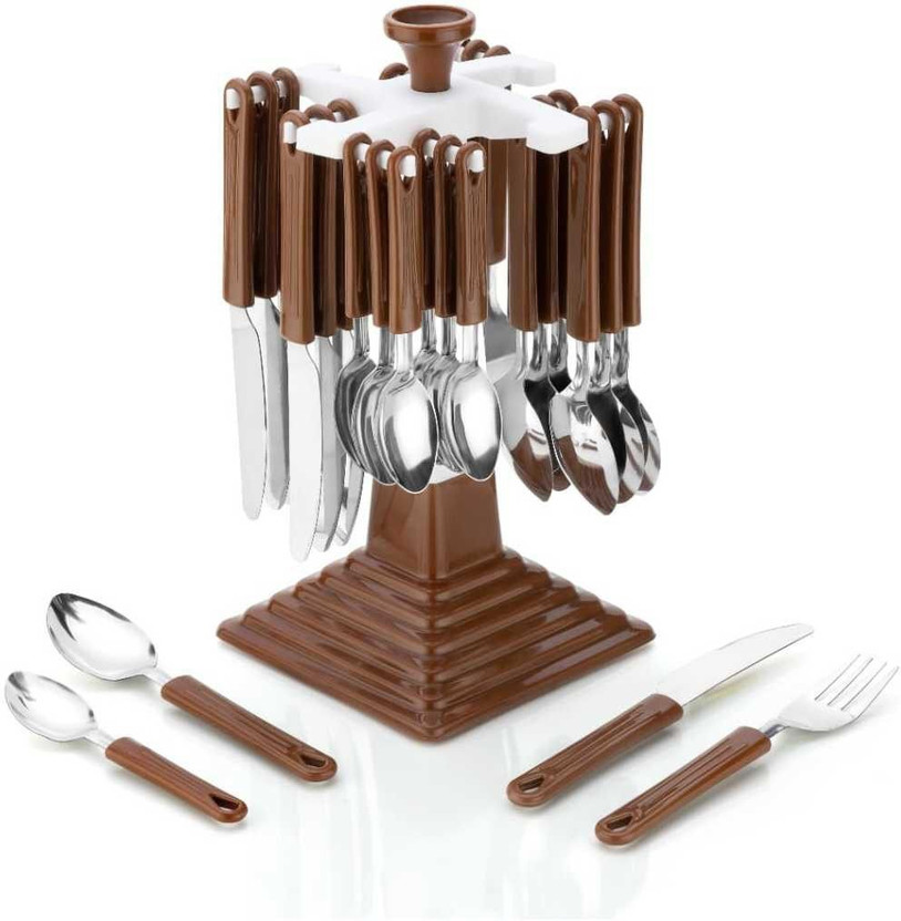 Finner Stand 12 Spoons, 6 Forks, and 6 Butter Knife | Stainless Steel Cutlery Set(Pack of 24)