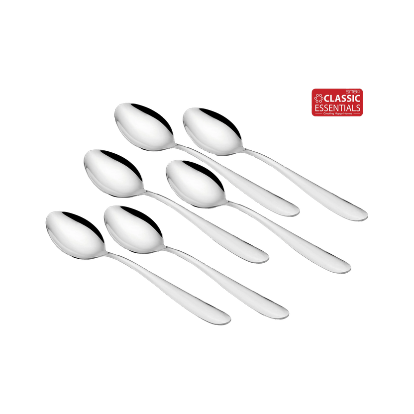 Classic Essentials Sigma 6 Piece Table Spoon Set, Silver Stainless Steel Cutlery Set(Pack of 6)