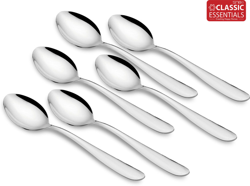 Classic Essentials Sigma 6 Piece Table Spoon Set, Silver Stainless Steel Cutlery Set(Pack of 6)