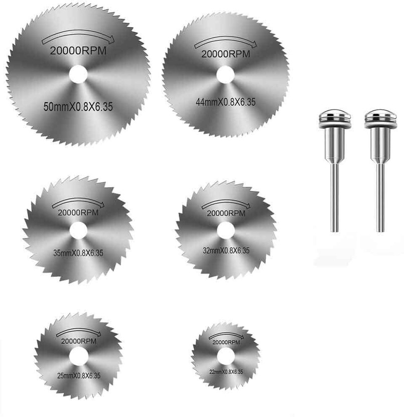 DYTOOLS 8Pcs Durable Mini Circular Saw Blade Set Material:High speed steel Cutting Discs Mandrel HSS Rotary Circular Saw Blades Wood Cutter Wood Cutter