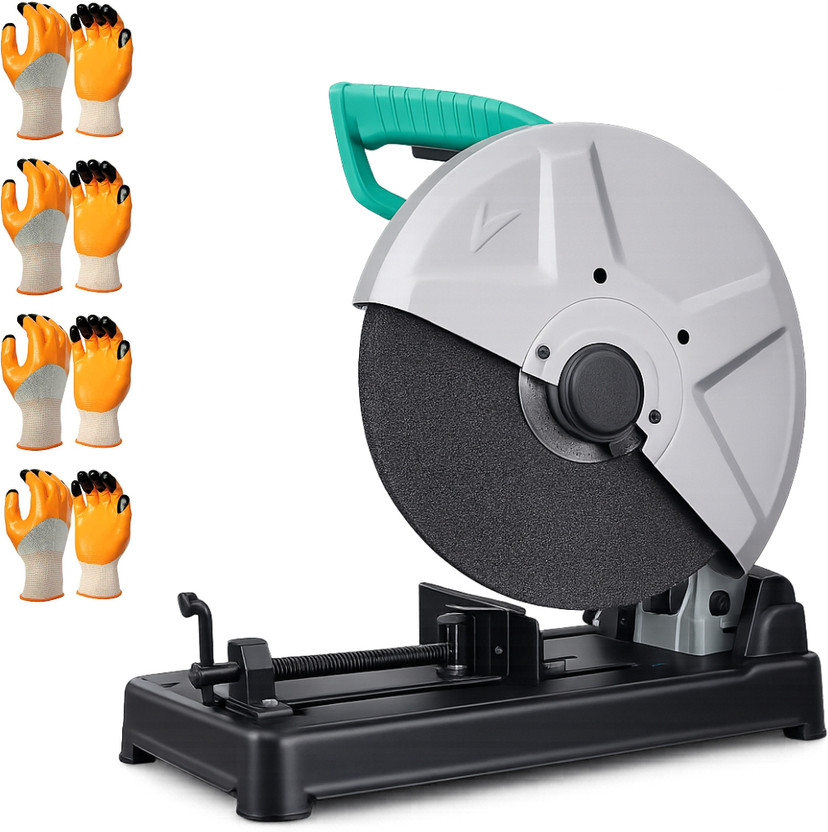 RanPra 14INCH Industrial Cut Off Machine with D-Type Handle | 2000W Metal Cutter with Full Copper Motor for Metalwork With 4 Pair Safety Gloves Metal Cutter