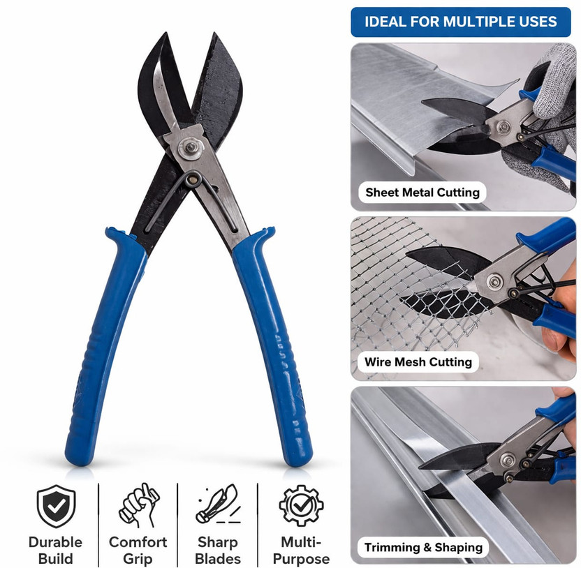 STAYGROW IRANI 10 Inch Heavy Duty Tin Snips / Metal Shears Multi-Purpose Steel Cutter for Sheet Metal, Wire Mesh, Aluminum & Plastic Metal Cutter