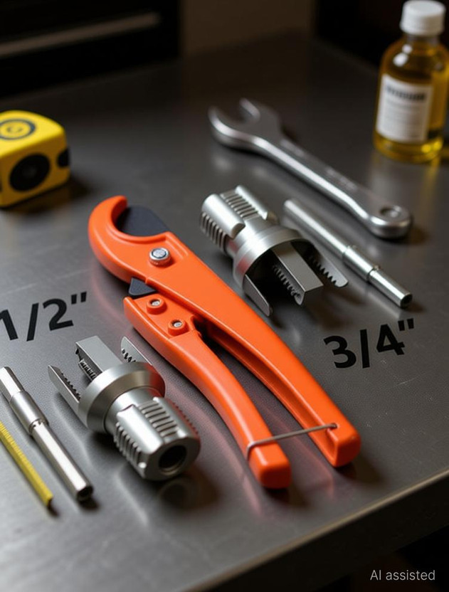 DYTOOLS Pipes with 1/2" and 3/4" Inch Pipe Threading Tool for Home and Plumbers 32mm Heavy Duty Tube Pipe Cutter for PEX PVC PPR Plastic Plumbing Pipe Cutter