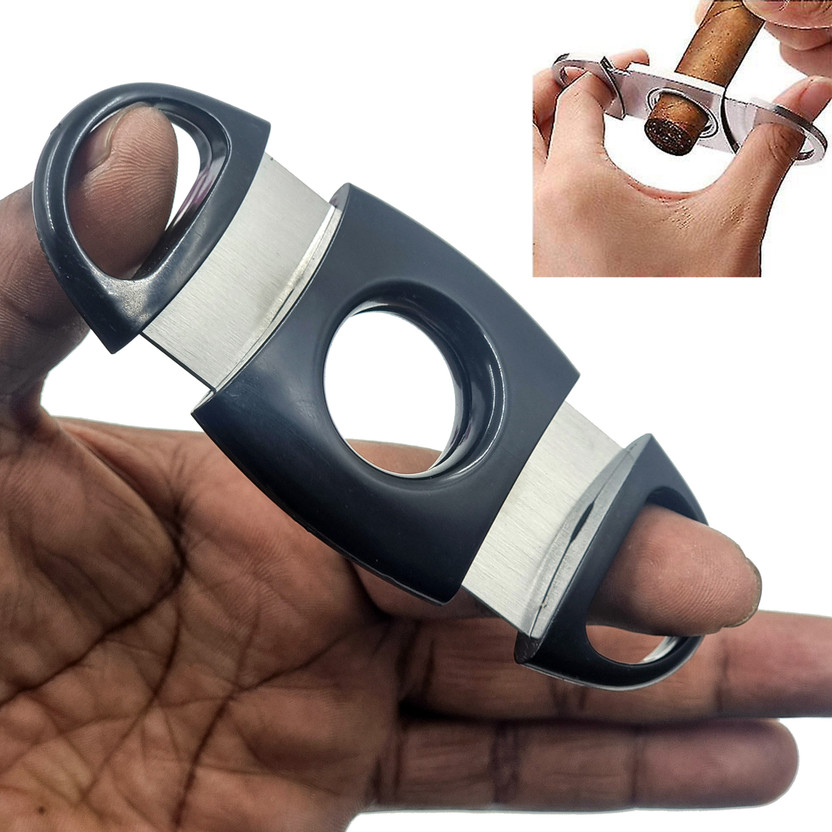 VIOVI Black Pocket Size Double Blade Stainless Steel Cigar Cutter Tool Suitable for all Sizes of Cigars Smoking Accessories for Men Metal Cutter