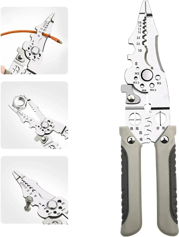 REVATAKG Multifunctional Wire Stripper Crimper Cable Cutter Pliers, Professional Electrical Wire Stripping Tool, Wire Stripper for Electrical Cable Cutting Wire Cutter