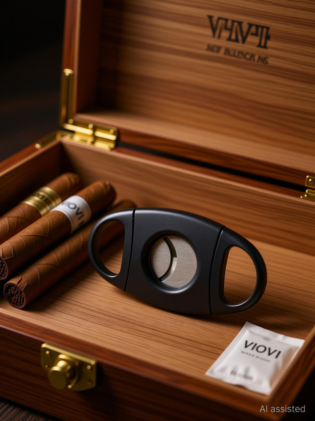 VIOVI Black Double Blade Stainless Steel Cigar Cutter Tool Pocket Size Guillotine Cigar Cutter I Suitable for all Sizes of Cigars Accessories for Men Metal Cutter
