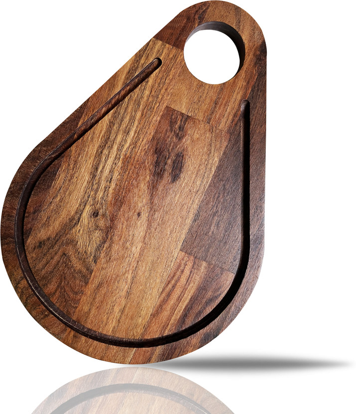 Hozon Home Cart Cutting Board - DewDrop - Acacia Premium Quality Chopping Board (13X9X .75 IN) Wooden Cutting Board(Pack of 1 Dishwasher Safe)